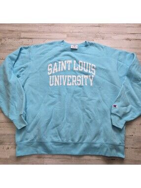 Saint Louis University Champion Crewneck Sweatshirt XL - Light Blue - Billikens